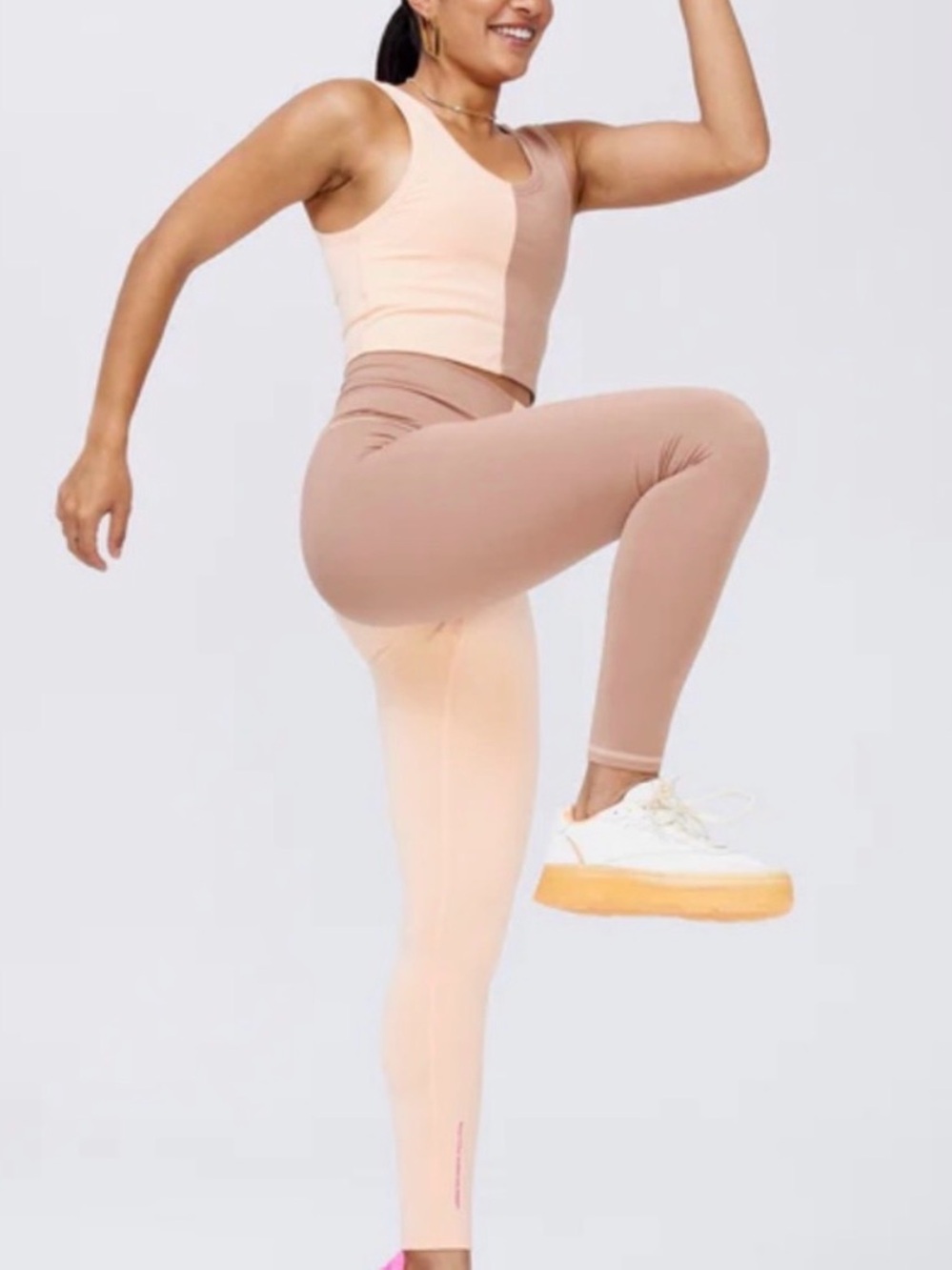 Terez Brown Two Tone High Rise Legging Pants and Matching Top Set, Size XS